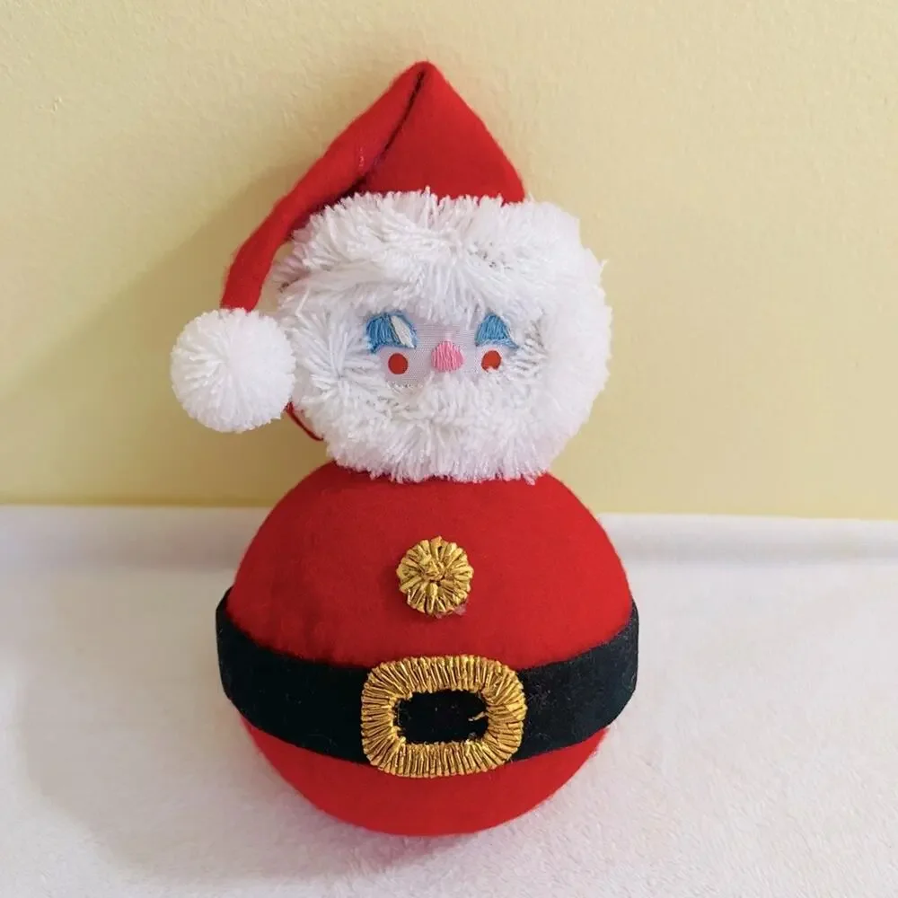 Vtg 60's Retro Handmade Roly Poly Santa Christmas Ornament Japan Gift Topper MCM